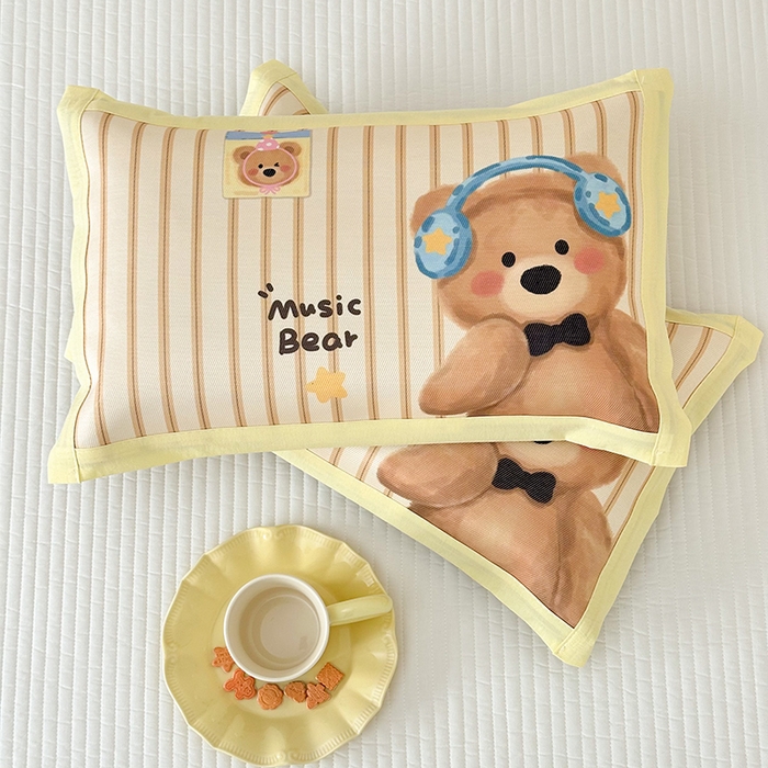 91家纺网 家纺一手货源 找家纺 嗨生活 2026新款大版加密冰丝枕套儿童枕套幼儿园枕套单品枕套枕套单件 音乐熊