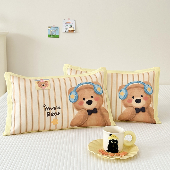 91家纺网 家纺一手货源 找家纺 嗨生活 2026新款大版加密冰丝枕套儿童枕套幼儿园枕套单品枕套枕套单件 音乐熊