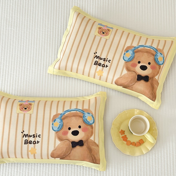 91家纺网 家纺一手货源 找家纺 嗨生活 2026新款大版加密冰丝枕套儿童枕套幼儿园枕套单品枕套枕套单件 音乐熊