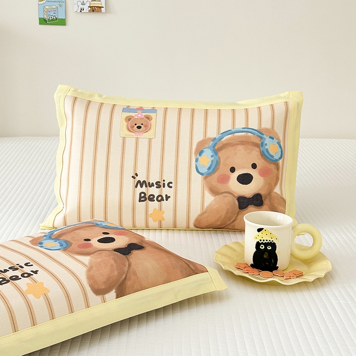 91家纺网 家纺一手货源 找家纺 嗨生活 2026新款大版加密冰丝枕套儿童枕套幼儿园枕套单品枕套枕套单件 音乐熊