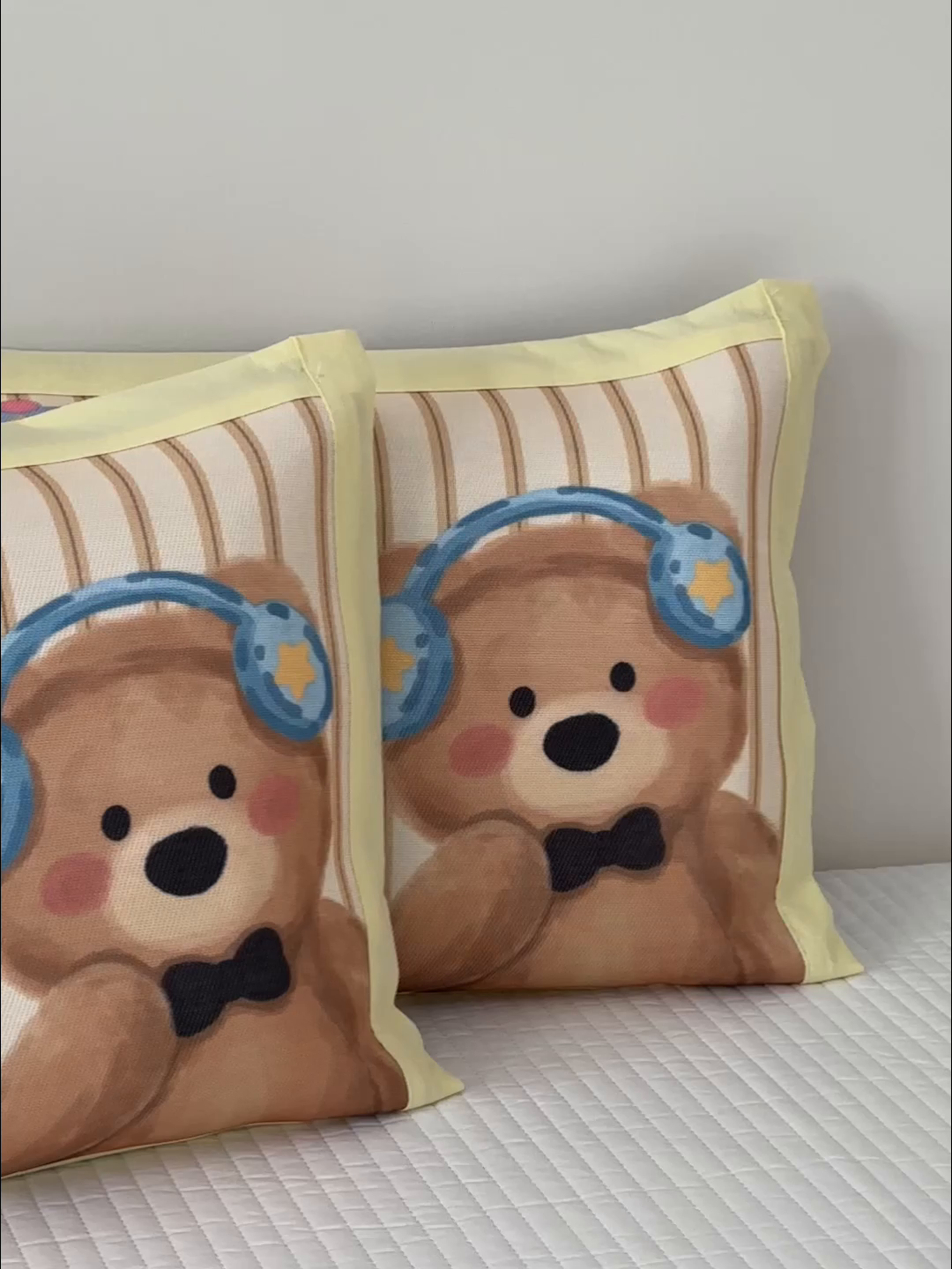 91家纺网 家纺一手货源 找家纺 嗨生活 2026新款大版加密冰丝枕套儿童枕套幼儿园枕套单品枕套枕套单件 音乐熊