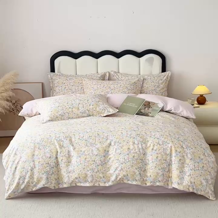 91家纺网 家纺一手货源 找家纺 梦纤绒 2026新款全棉纯棉印花四件套 花样年华