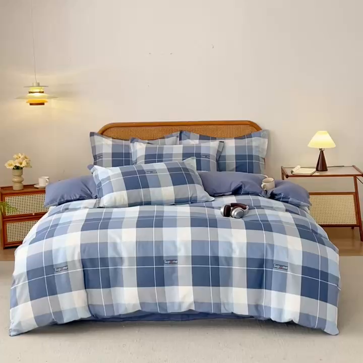 91家纺网 家纺一手货源 找家纺 梦纤绒 2026新款全棉纯棉印花四件套 格语