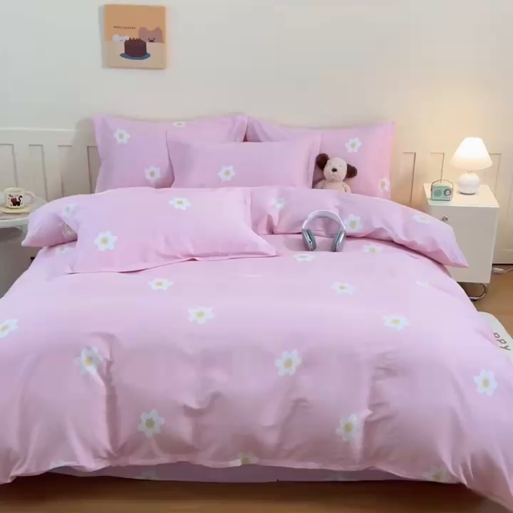 91家纺网 家纺一手货源 找家纺 梦纤绒 2026新款全棉纯棉印花四件套 花束