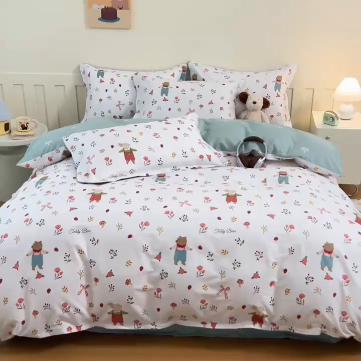 91家纺网 家纺一手货源 找家纺 梦纤绒 2026新款全棉纯棉印花四件套 花海小宠