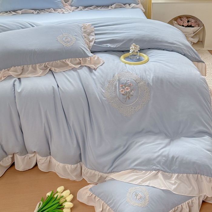 91家纺网 家纺一手货源 找家纺 橘子家 2026新款蛋白棉四件套-维纳斯 维纳斯-蓝