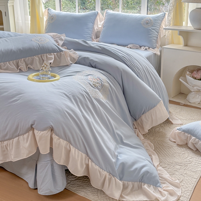 91家纺网 家纺一手货源 找家纺 橘子家 2026新款蛋白棉四件套-维纳斯 维纳斯-蓝