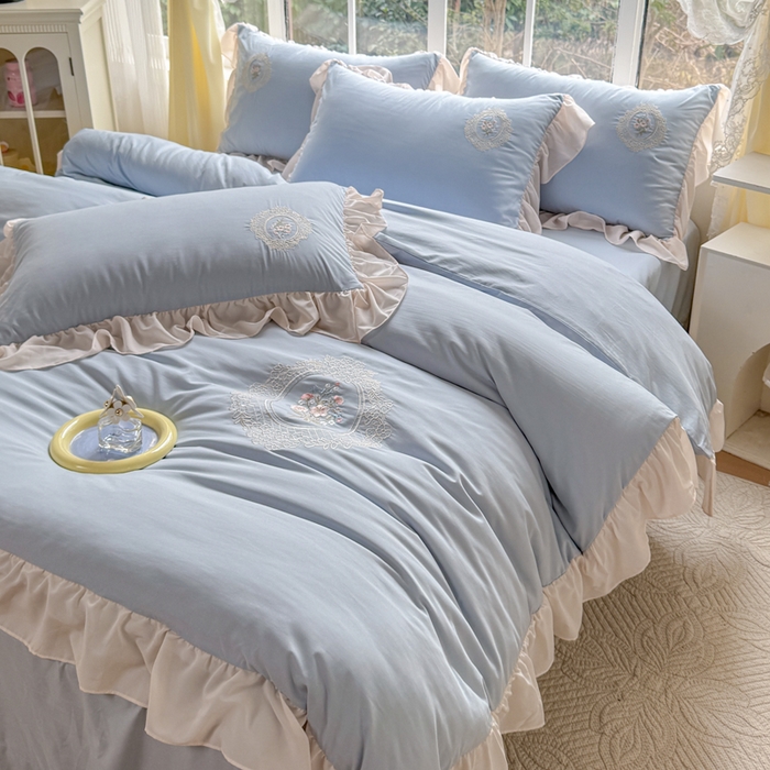 91家纺网 家纺一手货源 找家纺 橘子家 2026新款蛋白棉四件套-维纳斯 维纳斯-蓝