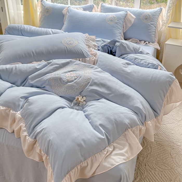 91家纺网 家纺一手货源 找家纺 橘子家 2026新款蛋白棉四件套-维纳斯 维纳斯-蓝