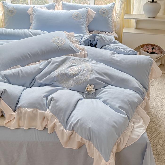 91家纺网 家纺一手货源 找家纺 橘子家 2026新款蛋白棉四件套-维纳斯 维纳斯-蓝