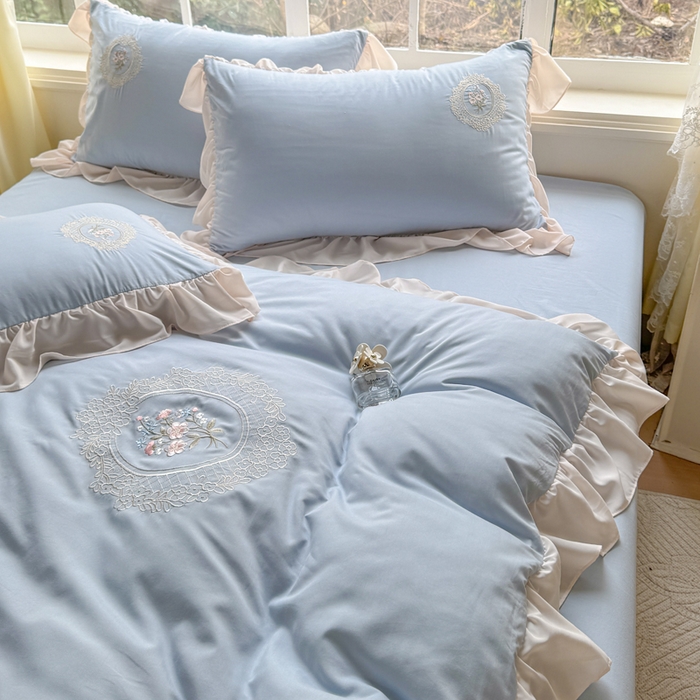 91家纺网 家纺一手货源 找家纺 橘子家 2026新款蛋白棉四件套-维纳斯 维纳斯-蓝