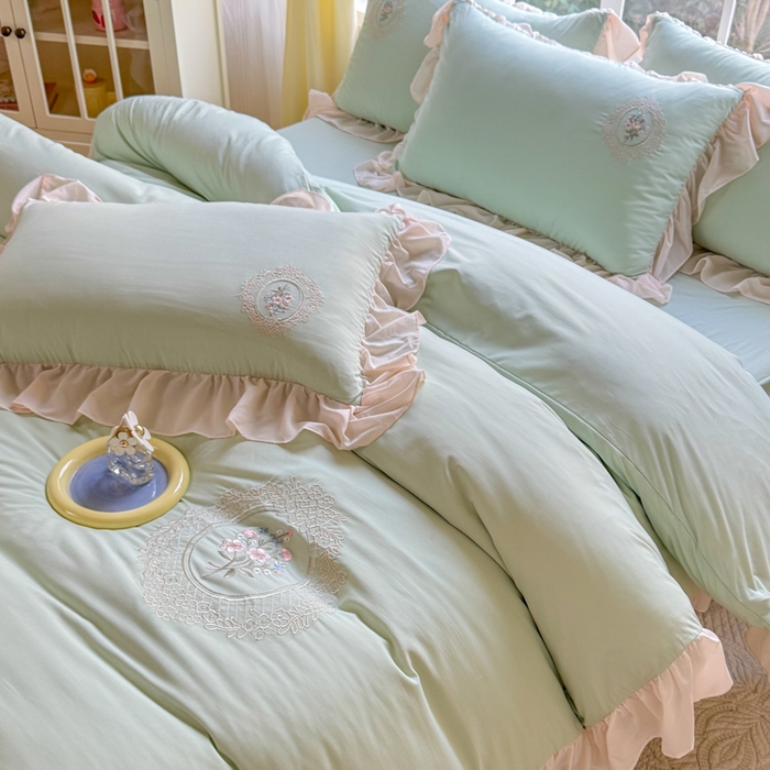 91家纺网 家纺一手货源 找家纺 橘子家 2026新款蛋白棉四件套-维纳斯 维纳斯-绿