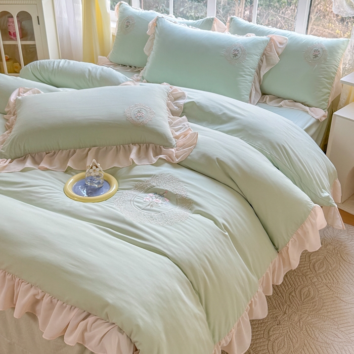 91家纺网 家纺一手货源 找家纺 橘子家 2026新款蛋白棉四件套-维纳斯 维纳斯-绿