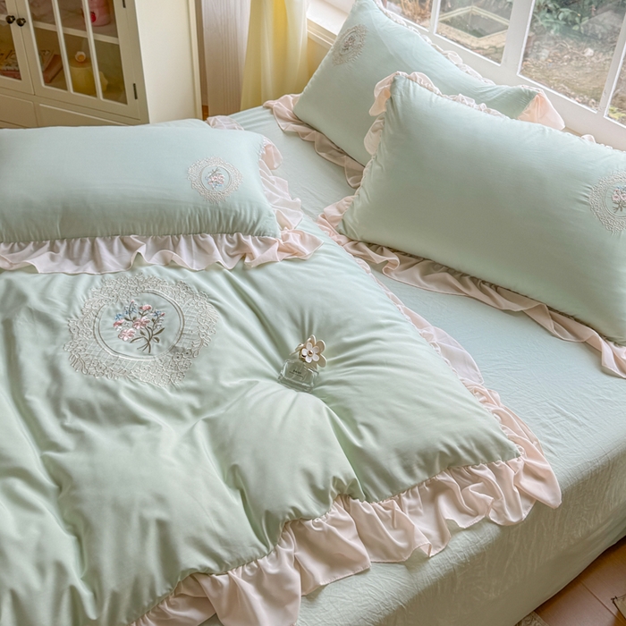 91家纺网 家纺一手货源 找家纺 橘子家 2026新款蛋白棉四件套-维纳斯 维纳斯-绿