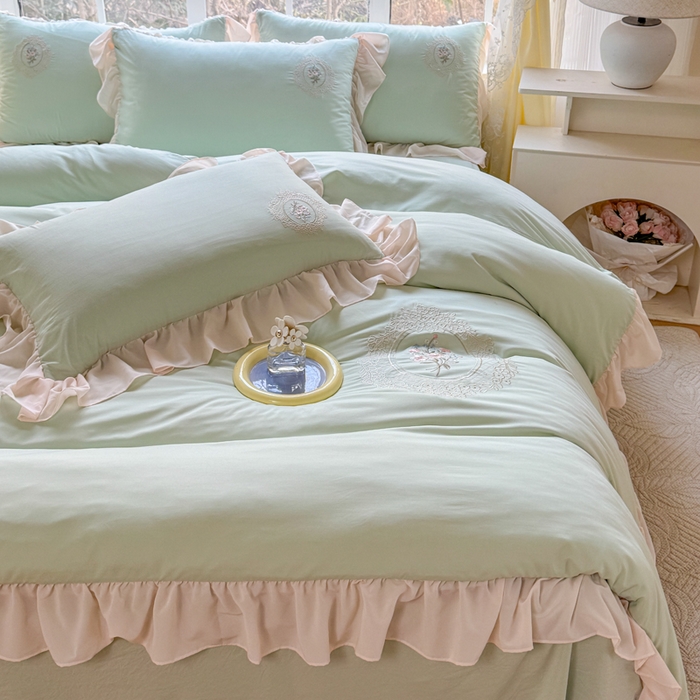 91家纺网 家纺一手货源 找家纺 橘子家 2026新款蛋白棉四件套-维纳斯 维纳斯-绿