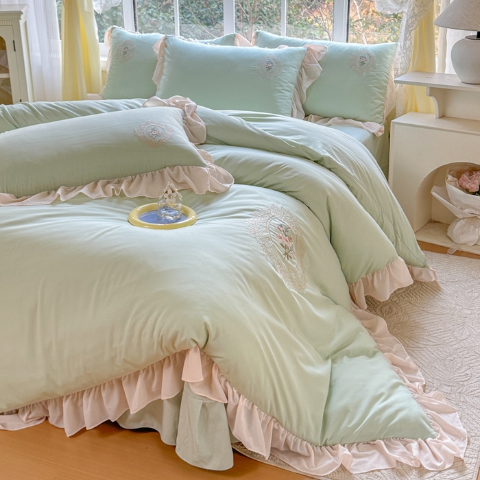 91家纺网 家纺一手货源 找家纺 橘子家 2026新款蛋白棉四件套-维纳斯 维纳斯-绿