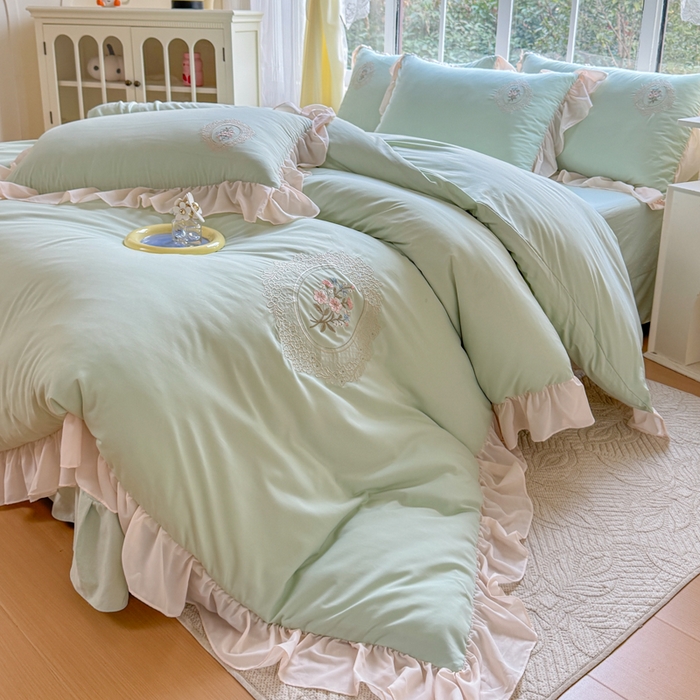 91家纺网 家纺一手货源 找家纺 橘子家 2026新款蛋白棉四件套-维纳斯 维纳斯-绿