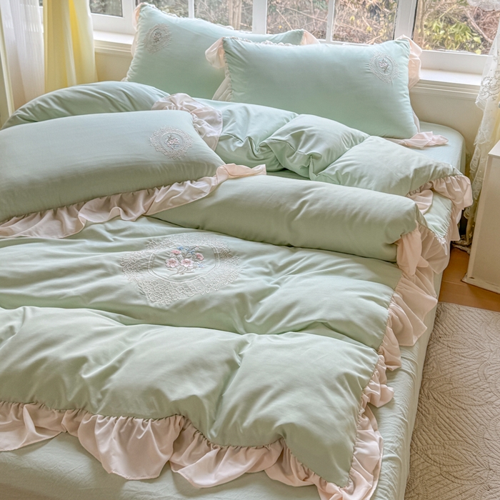 91家纺网 家纺一手货源 找家纺 橘子家 2026新款蛋白棉四件套-维纳斯 维纳斯-绿