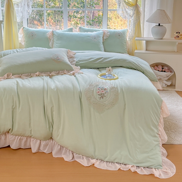 91家纺网 家纺一手货源 找家纺 橘子家 2026新款蛋白棉四件套-维纳斯 维纳斯-绿