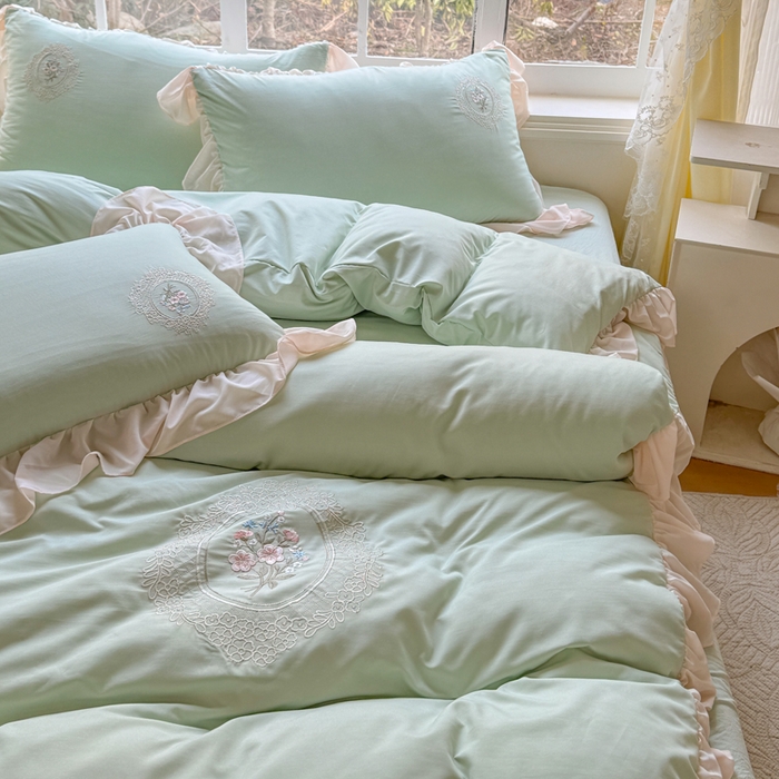 91家纺网 家纺一手货源 找家纺 橘子家 2026新款蛋白棉四件套-维纳斯 维纳斯-绿