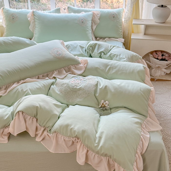 91家纺网 家纺一手货源 找家纺 橘子家 2026新款蛋白棉四件套-维纳斯 维纳斯-绿