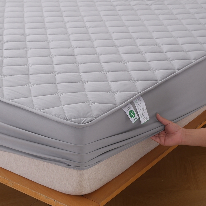 91家纺网 家纺一手货源 找家纺 安逸恋 2025新款7A级抗菌水洗棉大豆夹棉床笠加厚款 绅士灰