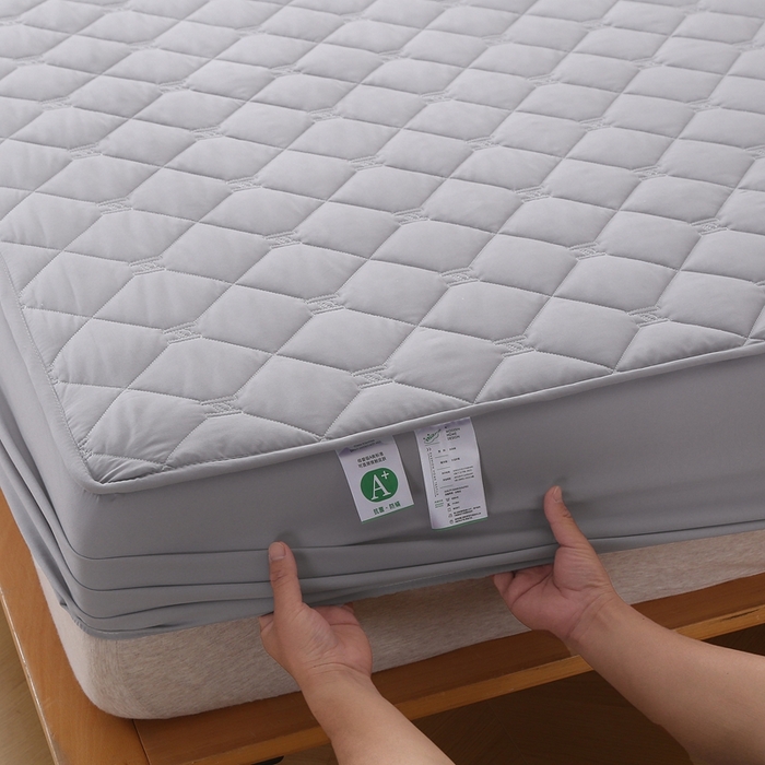 91家纺网 家纺一手货源 找家纺 安逸恋 2025新款7A级抗菌水洗棉大豆夹棉床笠加厚款 绅士灰