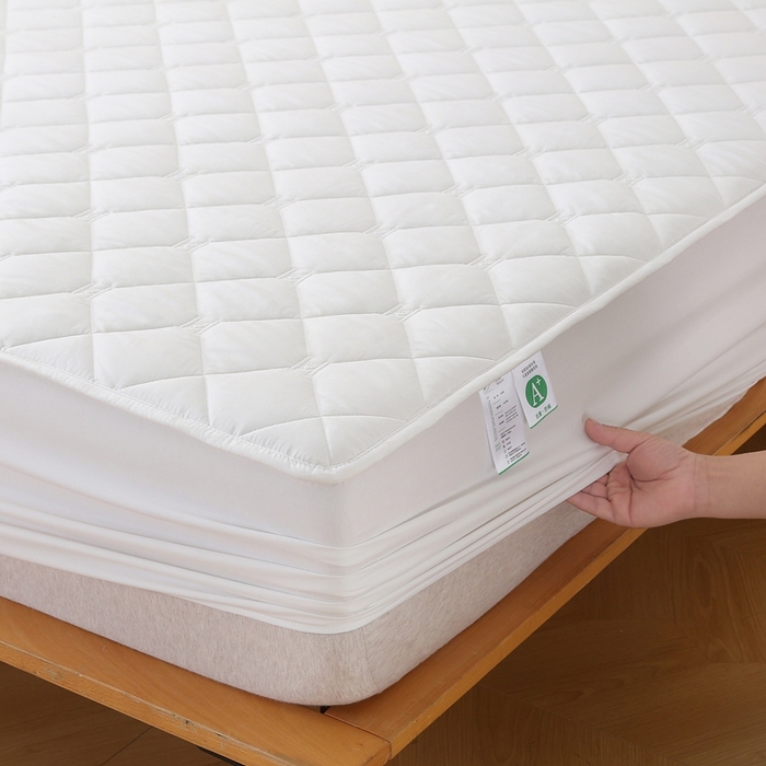 91家纺网 家纺一手货源 找家纺 安逸恋 2025新款7A级抗菌水洗棉大豆夹棉床笠加厚款 珍珠白