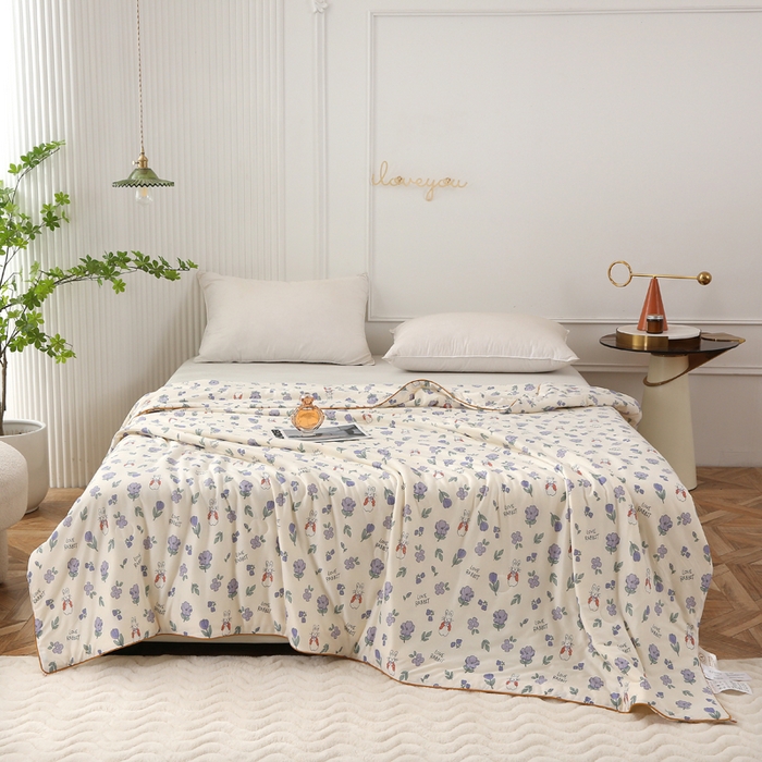 91家纺网 家纺一手货源 找家纺 （总）薇玛仕 2026新款A类牛奶丝针织棉印花大豆夏凉被空调被儿童被