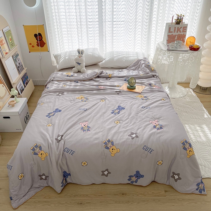 91家纺网 家纺一手货源 找家纺 （总）薇玛仕 2026新款A类牛奶丝针织棉印花大豆夏凉被空调被儿童被