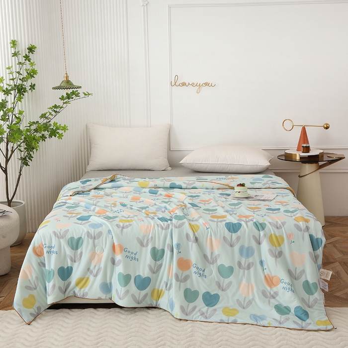 91家纺网 家纺一手货源 找家纺 （总）薇玛仕 2026新款A类牛奶丝针织棉印花大豆夏凉被空调被儿童被