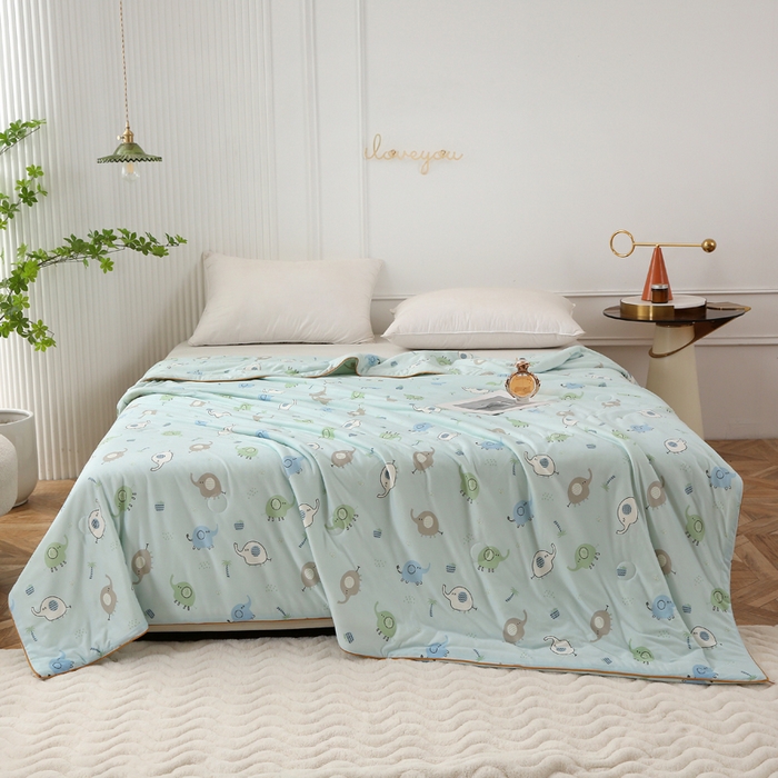 91家纺网 家纺一手货源 找家纺 （总）薇玛仕 2026新款A类牛奶丝针织棉印花大豆夏凉被空调被儿童被