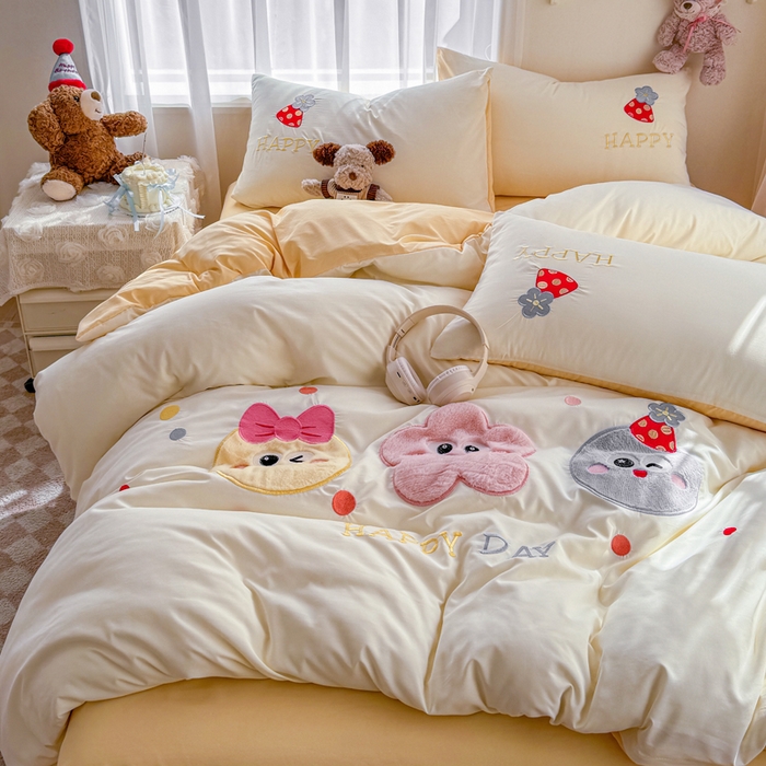 91家纺网 家纺一手货源 找家纺 （总）橘子家 2026新款卡通绣花四件套