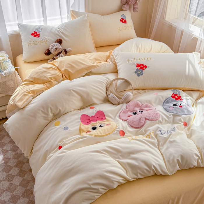 91家纺网 家纺一手货源 找家纺 （总）橘子家 2026新款卡通绣花四件套