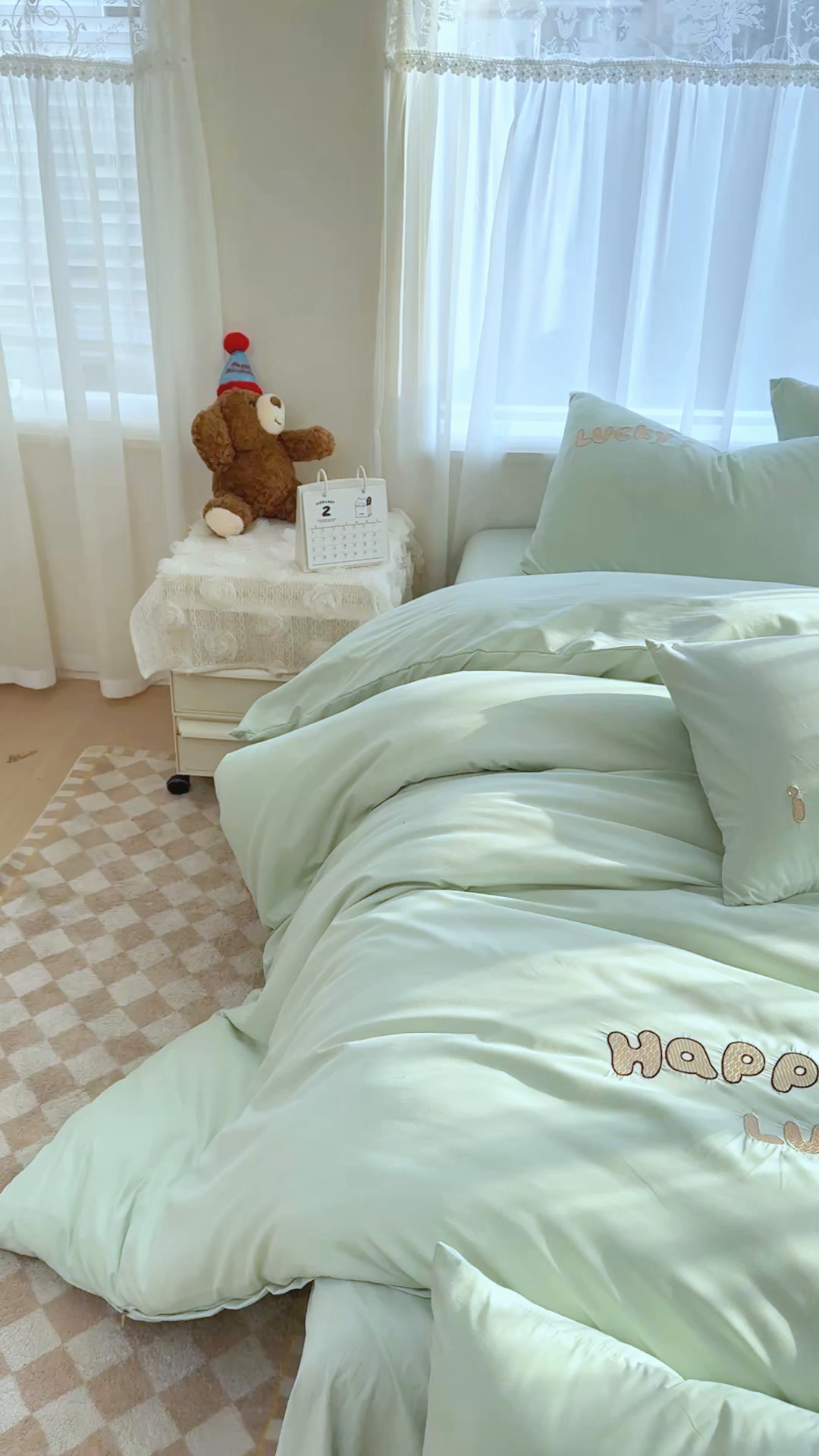 91家纺网 家纺一手货源 找家纺 橘子家 2026新款卡通绣花四件套 咩咩羊