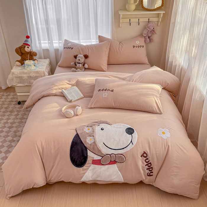 橘子家 2026新款卡通绣花四件套 帕皮狗