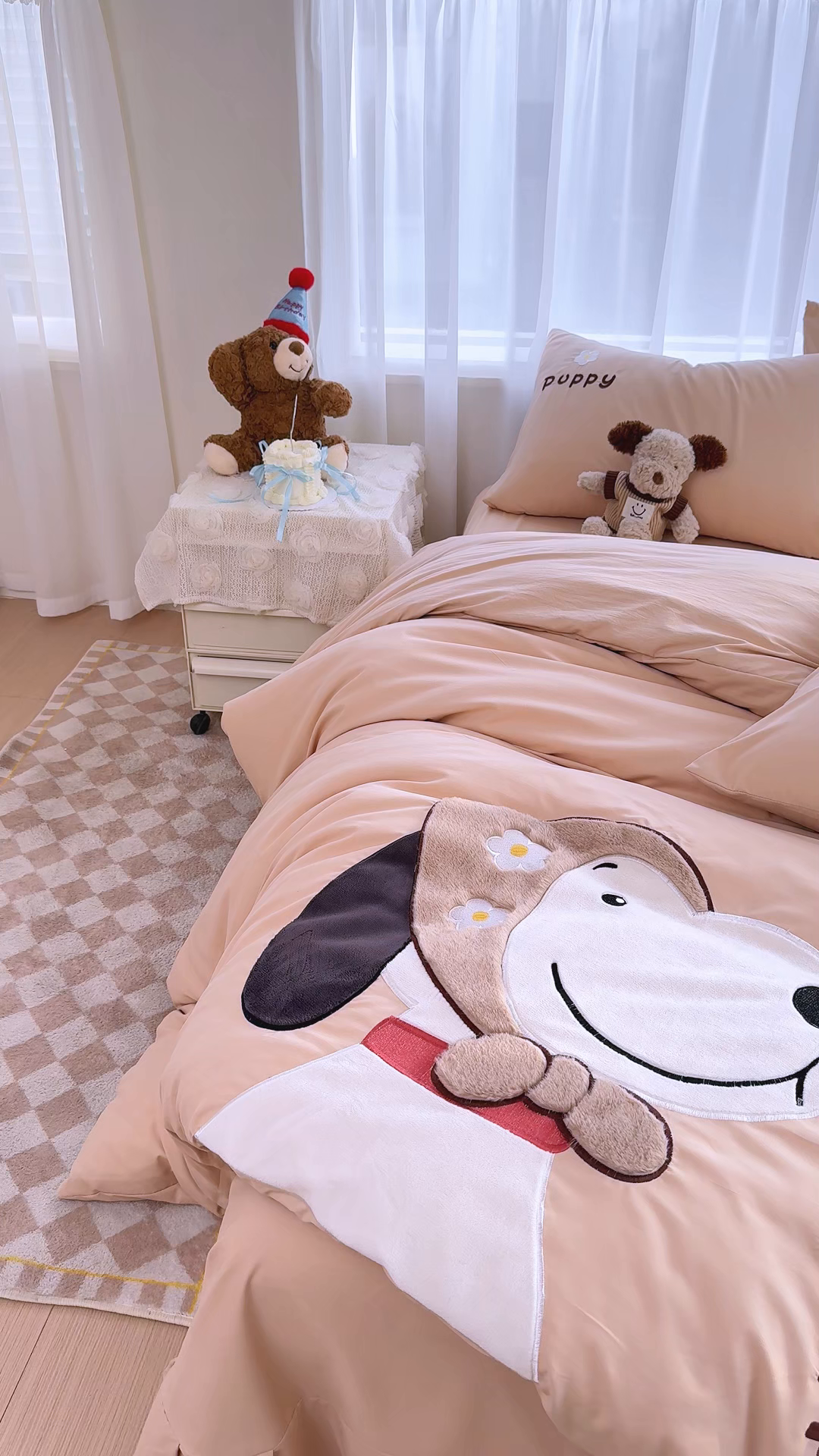 91家纺网 家纺一手货源 找家纺 橘子家 2026新款卡通绣花四件套 帕皮狗