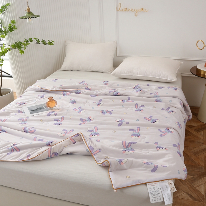 91家纺网 家纺一手货源 找家纺 薇玛仕 2026新款A类牛奶丝针织棉印花大豆夏凉被空调被儿童被 黛西兔