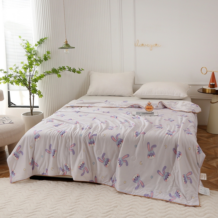 91家纺网 家纺一手货源 找家纺 薇玛仕 2026新款A类牛奶丝针织棉印花大豆夏凉被空调被儿童被 黛西兔