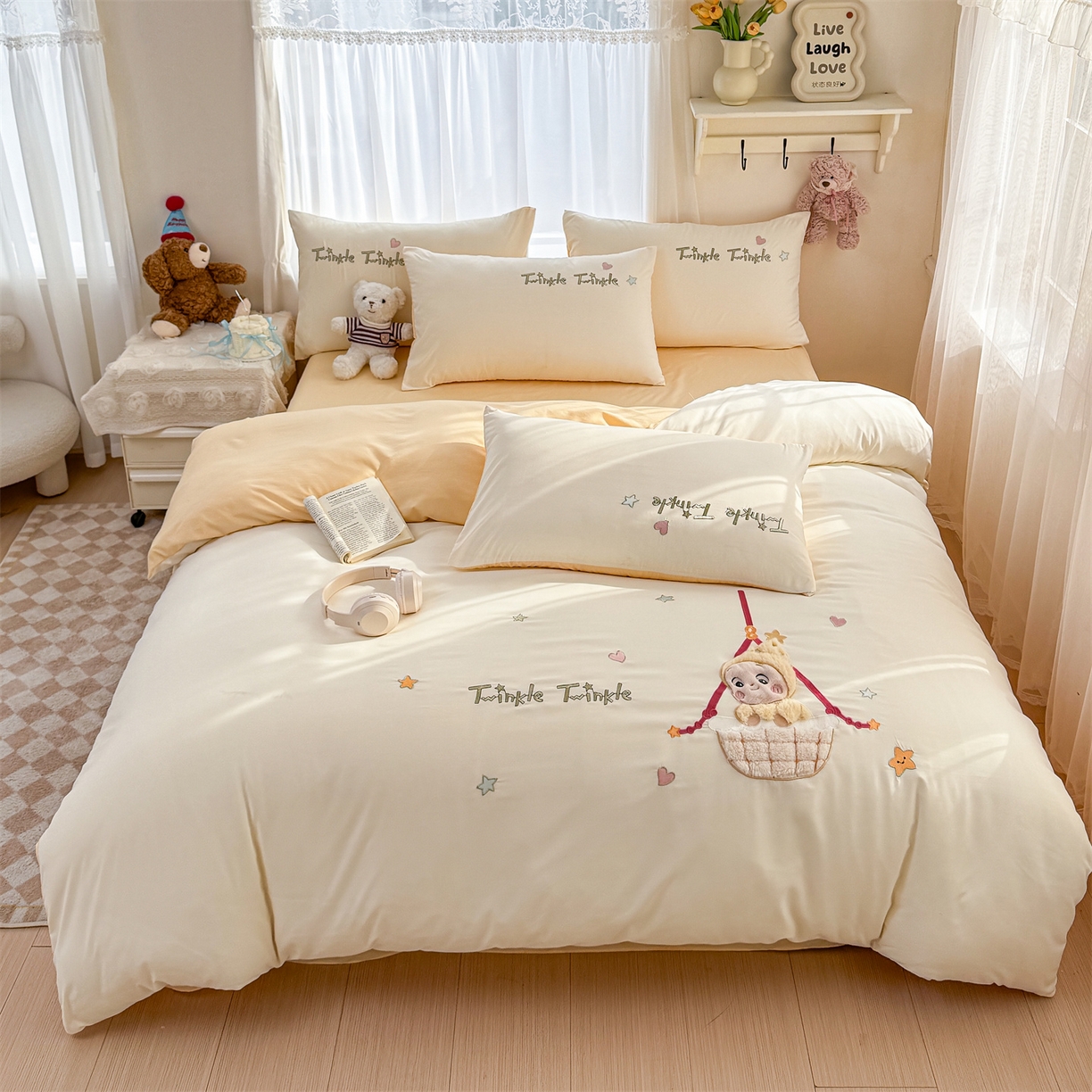 橘子家 2026新款卡通绣花四件套 星星人