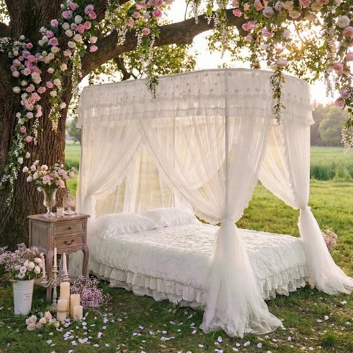 91家纺网 家纺一手货源 找家纺 （总）都市缘蚊帐 2026新款900绣花轨道支架宫廷蚊帐1.5m 1.8m