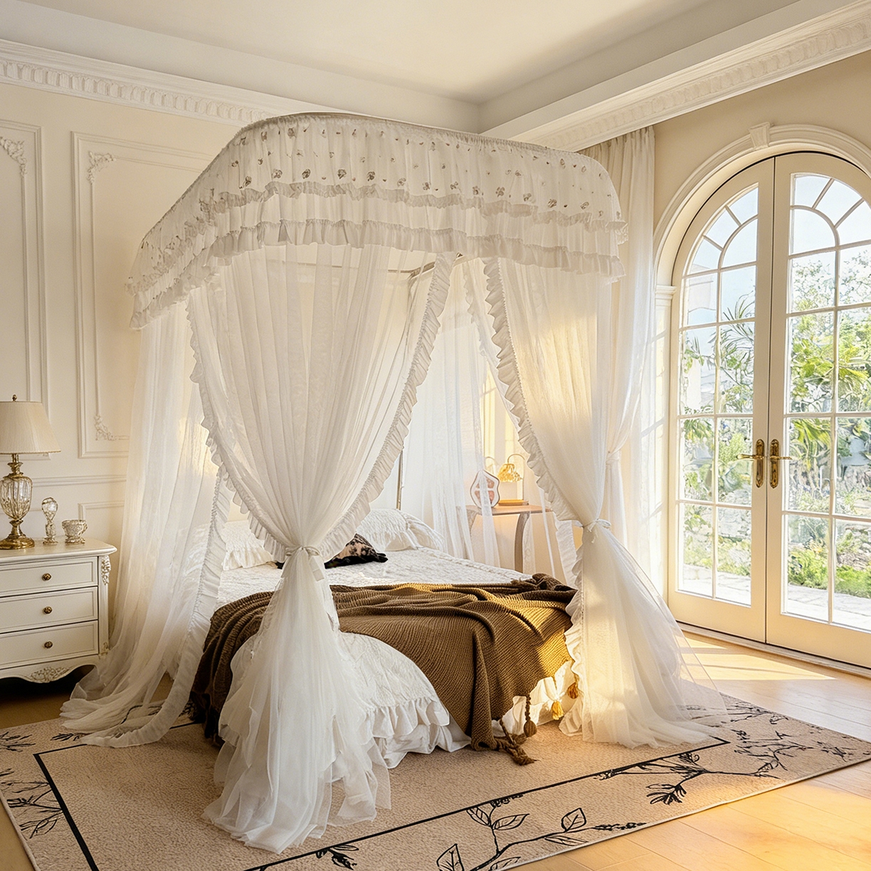 91家纺网 家纺一手货源 找家纺 （总）都市缘蚊帐 2026新款900绣花轨道支架宫廷蚊帐1.5m 1.8m