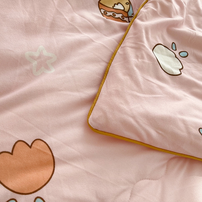 91家纺网 家纺一手货源 找家纺 薇玛仕 2026新款A类牛奶丝针织棉印花大豆夏凉被空调被儿童被 粉色女孩