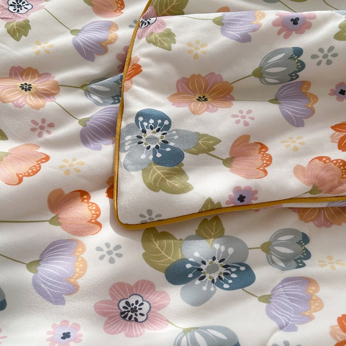 91家纺网 家纺一手货源 找家纺 薇玛仕 2026新款A类牛奶丝针织棉印花大豆夏凉被空调被儿童被 花舞