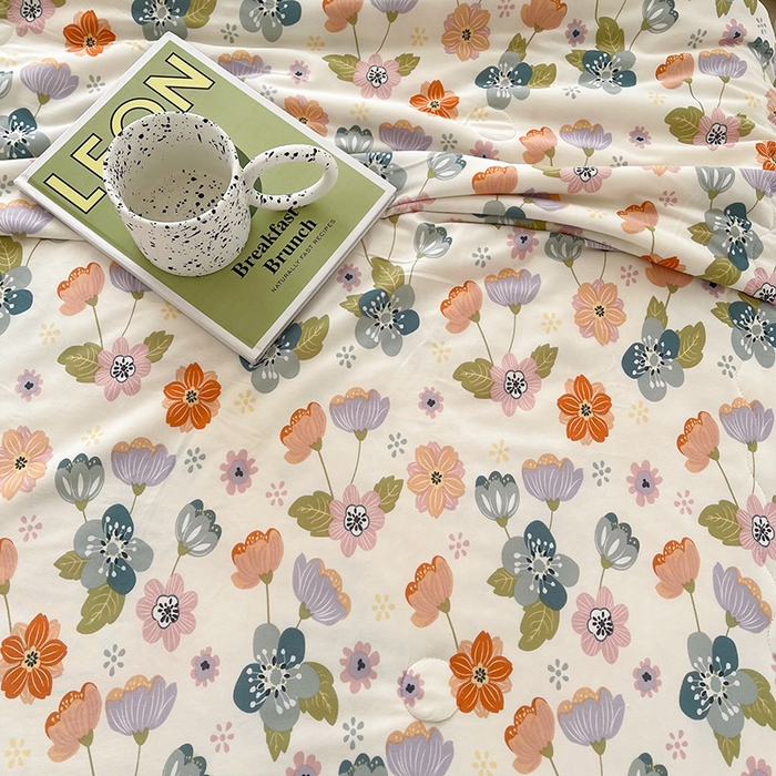 91家纺网 家纺一手货源 找家纺 薇玛仕 2026新款A类牛奶丝针织棉印花大豆夏凉被空调被儿童被 花舞