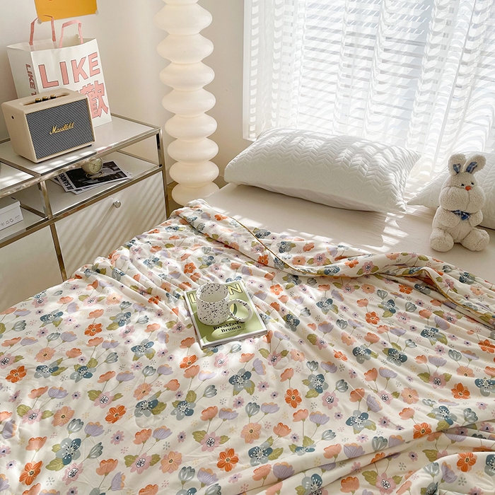 91家纺网 家纺一手货源 找家纺 薇玛仕 2026新款A类牛奶丝针织棉印花大豆夏凉被空调被儿童被 花舞