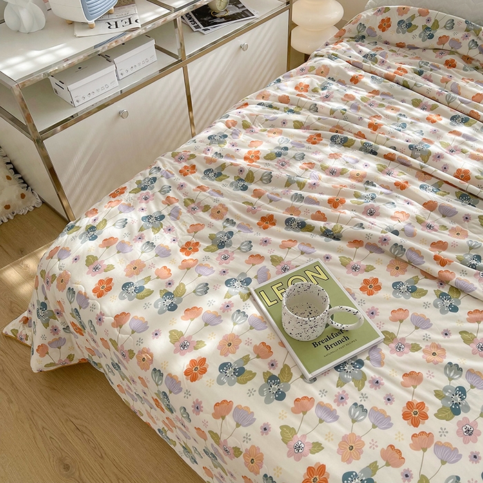 91家纺网 家纺一手货源 找家纺 薇玛仕 2026新款A类牛奶丝针织棉印花大豆夏凉被空调被儿童被 花舞