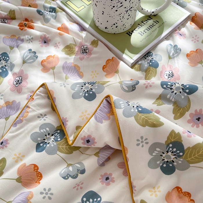 91家纺网 家纺一手货源 找家纺 薇玛仕 2026新款A类牛奶丝针织棉印花大豆夏凉被空调被儿童被 花舞