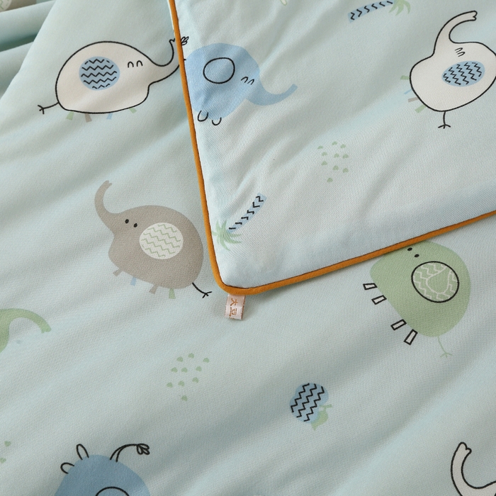 91家纺网 家纺一手货源 找家纺 薇玛仕 2026新款A类牛奶丝针织棉印花大豆夏凉被空调被儿童被 蓝小象