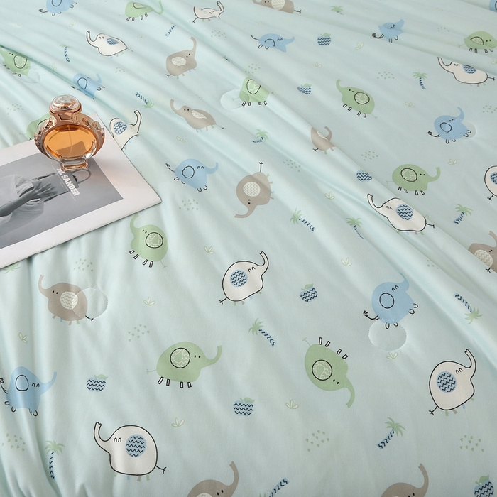 91家纺网 家纺一手货源 找家纺 薇玛仕 2026新款A类牛奶丝针织棉印花大豆夏凉被空调被儿童被 蓝小象